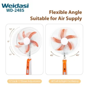 پنکه ایستاده شارژی 18 اینچ ویداسی مدل weidasi WD-248 با چراغ LED