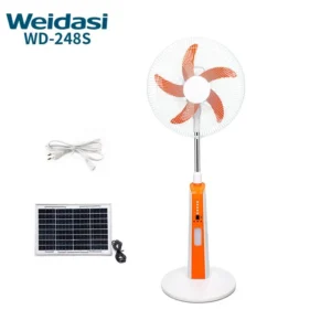 پنکه ایستاده شارژی 18 اینچ ویداسی مدل weidasi WD-248S با چراغ LED و پنل خورشیدی