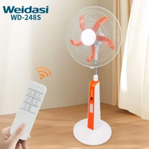 پنکه ایستاده شارژی 18 اینچ ویداسی مدل weidasi WD-248S با چراغ LED و پنل خورشیدی