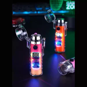 فندک الکتریکی شارژی دارای چراغ قوه Cylindrical Electric Lighter With Flashlight HB-256