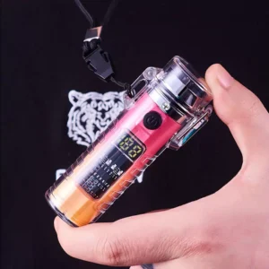 فندک الکتریکی شارژی دارای چراغ قوه Cylindrical Electric Lighter With Flashlight HB-256