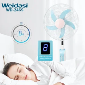 پنکه ایستاده شارژی 16 اینچ ویداسی مدل Weidasi WD-246S (نسخه خورشیدی و ریموت‌دار)