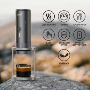 اسپرسو ساز پرتابل حرفه‌ای CERA+ مدل PCM04A + به همراه پایه